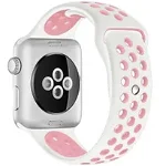 Curea iUni compatibila cu Apple Watch 1/2/3/4/5/6/7, 40mm, Silicon Sport, Alb/Roz Pal, iUni