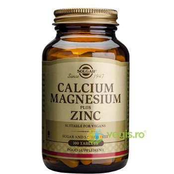 Calcium Magnesium + Zinc (Calciu, Magneziu, Zinc) 100tb, SOLGAR