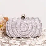 Geanta de cununie Parfois alba decorata cu perle si strassuri, InPuff Basic