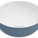 Lavoar tip bol Villeroy & Boch Artis 43cm fara orificiu baterie fara preaplin montare pe blat Ocean, Villeroy&Boch