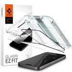 Spigen Folie Sticla Glass tR EZ Fit iPhone 15 Pro Max, set 2 buc, kit de montare, Black