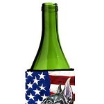 Caroline`s Treasures Black Great Dane SUA Patriotic American Flag sticla de vin Hugger Mltcl Wine Bottle, 