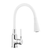 Baterie bucatarie cu pipa flexibila Invena Pogo crom - alb