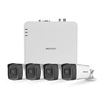 Sistem supraveghere exterior basic Hikvision Turbo HD HK-4EXT40M-2MP, 4 camere, 2 MP, IR 40 m, 2.8 mm, audio prin coaxial
