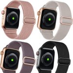 Set de 4 curele pentru Apple Watch Omee, nailon, multicolor, 10,9-22 cm