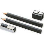 Set 2 creioane si o ascutitoare, Molelskine, Lemn/ABS, Tip 2B, Negru