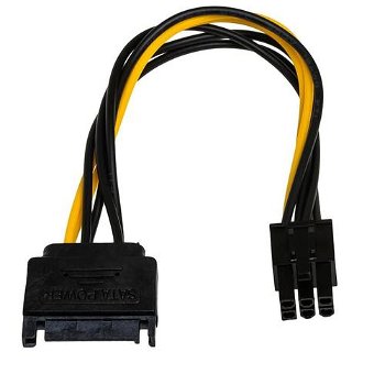 Cablu de alimentare , Akyga , AK/CA/30 SATA / PCI Express 6 pin , 0,15 m , negru cu galben
