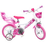 Bicicleta copii Dino Bikes 12' Little Heart alb si roz, Dino Bikes