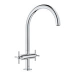 Baterie de bucatarie Grohe Atrio 30362000, 3/8, tip C, pipa inalta, pivotanta, valva ceramica, dubla comanda, Argintiu, Grohe