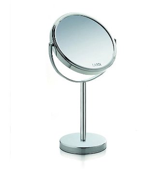 Oglinda cosmetica Laica PC5003, 7X, cu picior, 31.5 cm, Argintiu