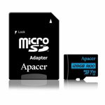 Card microSDXC UHS-I U3, V30 Apacer, 128GB, R100, cu adaptor SD