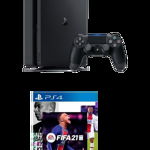 Consola PlayStation 4 Slim 500GB, Jet Black, F-Chassis + joc FIFA 21 PS4