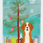 Caroline`s Treasures Merry Christmas Tree Engleză Foxhound Flag Canvas House Size Multicolore Large, 
