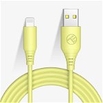 Cablu de date si incarcare Tellur silicon, USB la Lightning, 1m, galben