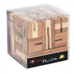 Joc logic puzzle 3D din bambus Flexi-cub, Fridolin, 8-9 ani +, Fridolin
