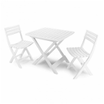 Set camping cu masuta + 2 scaune, alb, 142x44x79 cm, M&D