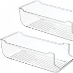 Set de 2 organizatoare pentru frigider mDesign, plastic, transparent, 34,3 x 14,6 x 10,2 cm