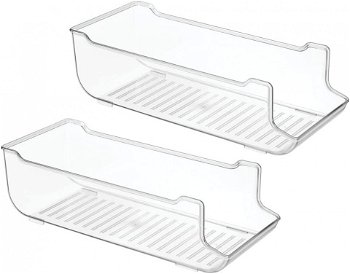 Set de 2 organizatoare pentru frigider mDesign, plastic, transparent, 34,3 x 14,6 x 10,2 cm