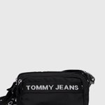 Tommy Jeans, Geanta crossbody cu detalii logo Essental, Negru