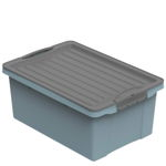 Cutie depozitare plastic albastra cu capac negru Rotho Compact 13L, Rotho