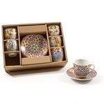 Set 6 cesti cu farfurie La terra del sole - 18691, Mercury, 90 ml, ceramica, multicolor, Mercury