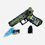 Pistol de jucarie tip Glock 18, cu laser detasabil, incarcare manuala, 18 cm, 