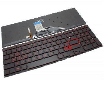 Tastatura HP Omen 15-DC iluminata rosu layout US fara rama enter mic, HP