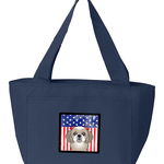 Caroline`s Treasures Carolines Comori BB2180NA-8808 American Flag și Gray Silver Shih Tzu Prânz Multicolore Large, 