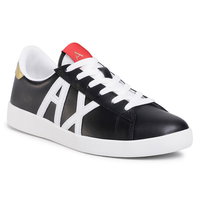 ARMANI EXCHANGE, Pantofi sport din piele cu perforatii si aplicatie logo, Rosu, Negru, Alb, 43