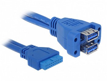 82942, USB 3.0 Pin Header - USB internal to external cable - 19 pin USB 3.0 header to USB Type A - 45 cm, DELOCK