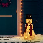 vidaXL Figurină decorativă Crăciun om de zăpadă LED 60 cm țesătură lux, vidaXL