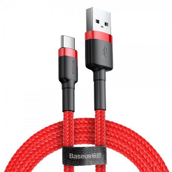 Cablu Baseus Cafule, USB la USB-C, Quick Charge, 2A, 2m, Rosu
