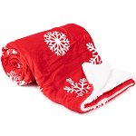 Pătură imitație de blăniță roșu cu fulgi, 150 x 130 cm, 