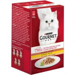 PURINA Gourmet Mon Petit, 3 arome (Pui, Rață, Curcan), pachet mixt, plic hrană umedă pisici, (în sos), 50g x 6, Gourmet