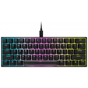 Tastatura mecanica gaming Corsair K65 mini 60% iluminare RGB cablu detasabil USB-C Switch Cherry MX Speed Negru CH-9194014-NA