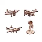 Puzzle 3D Mecanic, Mini-set 1, Wood Trick, Avioane, Astronaut, 61 piese