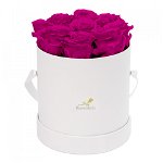 Aranjament floral cu 9 trandafiri parfumati de sapun, in cutie alba, FashionForYou