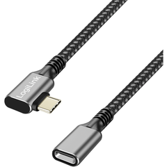 Cablu de date Logilink CUA0110, USB-C male - USB-C female, 0.5m, Black-Grey Cablu de date Logilink CUA0110, USB-C male - USB-C female, 0.5m, Black-Grey