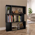 vidaXL Bibliotecă/Separator cameră, negru, 80x24x96 cm, lemn prelucrat, vidaXL