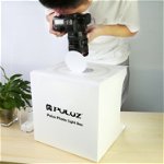 Mini studio portabil Lightbox PU5030 PULUZ, LED-uri incorporate, fundaluri multiple, fotografie/mini-filmulete de produs, 30x30cm, Alb