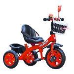 Tricicleta cu pedale pentru copii 2-5 ani, 2 cosuri depozitare, Rosu, 