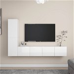 vidaXL Set de dulapuri TV, 4 piese, alb extralucios, lemn prelucrat, vidaXL