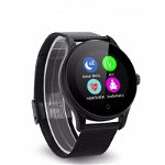 Smartwatch Bluetooth 4.0, 18 functii, apel, iOS Android, curea metalica, Sovogue Negru, SoVog