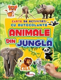 Carte de activitati cu autocolante - animale din jungla, Aramis