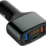 Incarcator auto GSM Tellur CCY4, 5.4A, 2x USB, 1x USB-C, Black, tehnologia Quick Charge 3.0