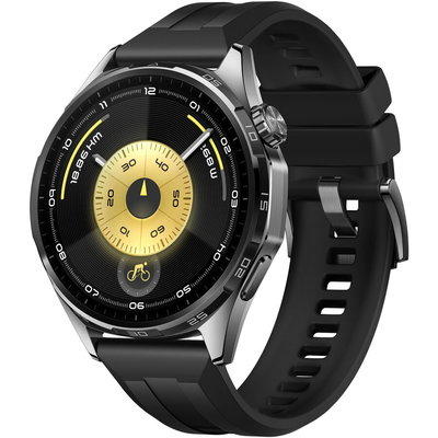 Smartwatch Huawei Watch GT 6, 46MM, Black Stainless Steel Case, Black Fluoroelastomer Strap