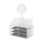 Organizator cosmetic transparent, cu oglinda