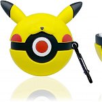 Husa de protectie pentru casti Airpods, model Pikachu, galben/negru, silicon