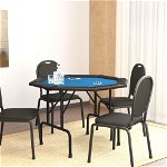 vidaXL Masă de poker pliabilă, 8 jucători, albastru, 108x108x75 cm, vidaXL