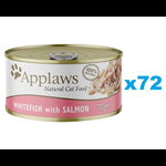 APPLAWS Cat Adult Whitefish with Salmon in Broth Conserve pentru pisici, cu peste alb si somon in sos 72x70g, APPLAWS